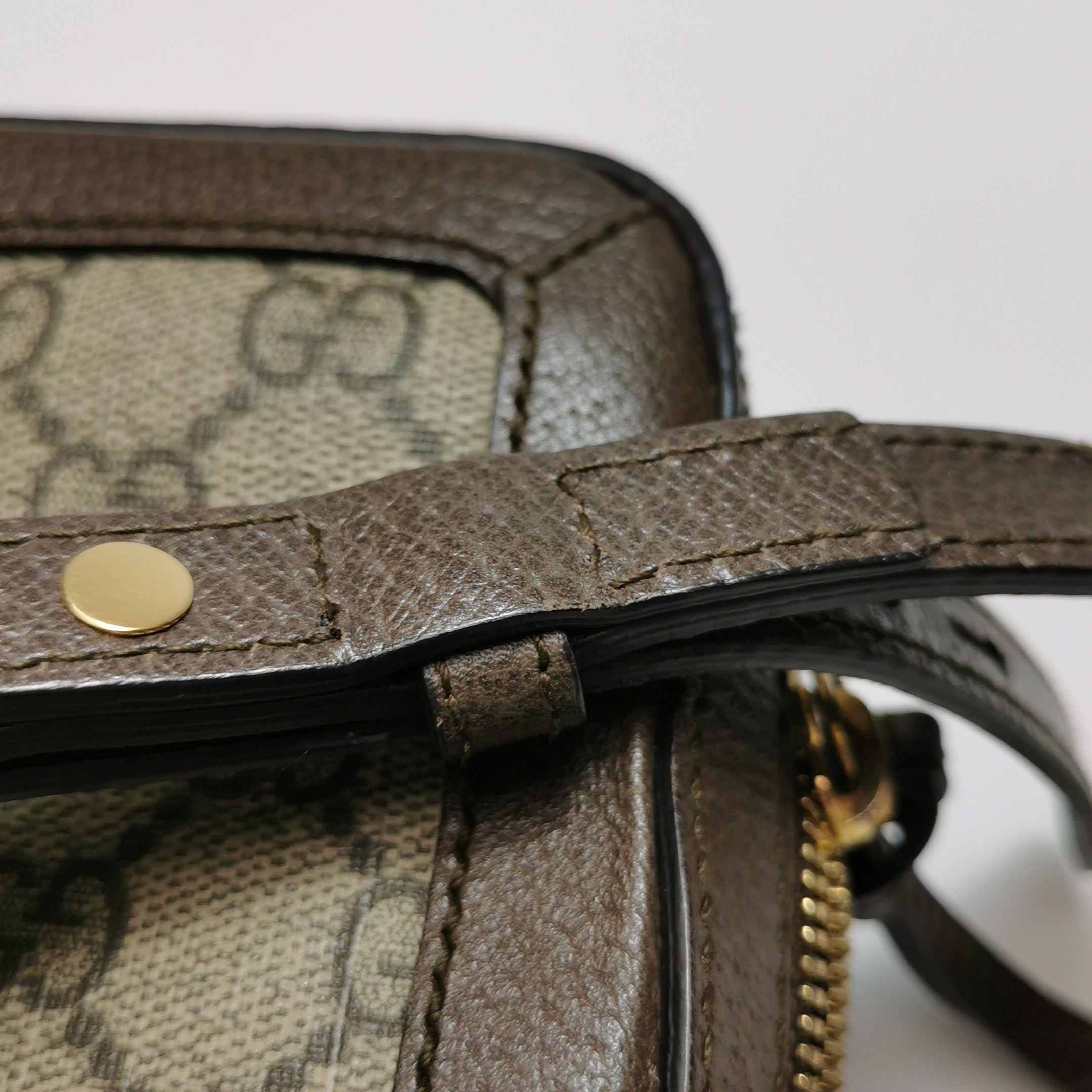 Gucci Ophidia Mini Leather Canvas GG Crossbody Bag 027850600035
