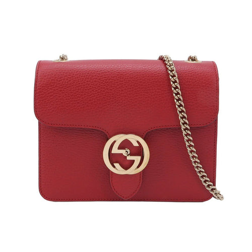 Gucci Interlocking G Leather Solid Shoulder Bag Crossbody Bag 250118781031400