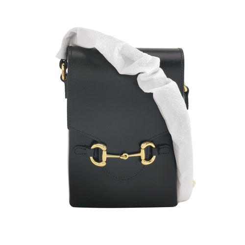 Gucci 1955 Mini Leather Solid Horsebit Phone Crossbody Bag 017851400136