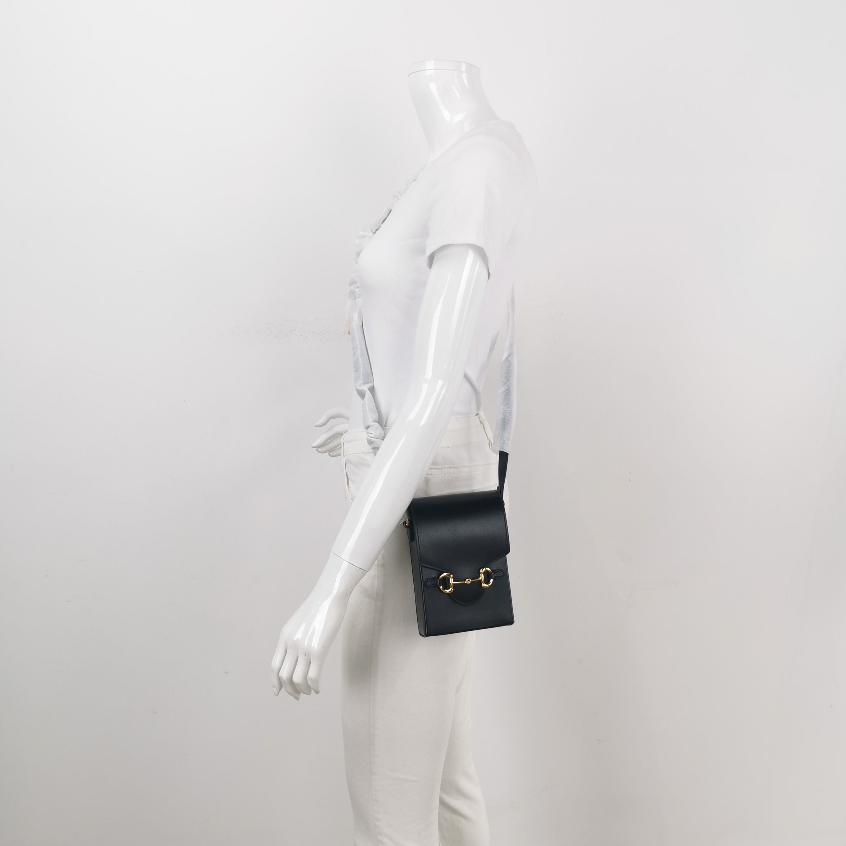Gucci 1955 Mini Leather Solid Horsebit Phone Crossbody Bag 017851400136