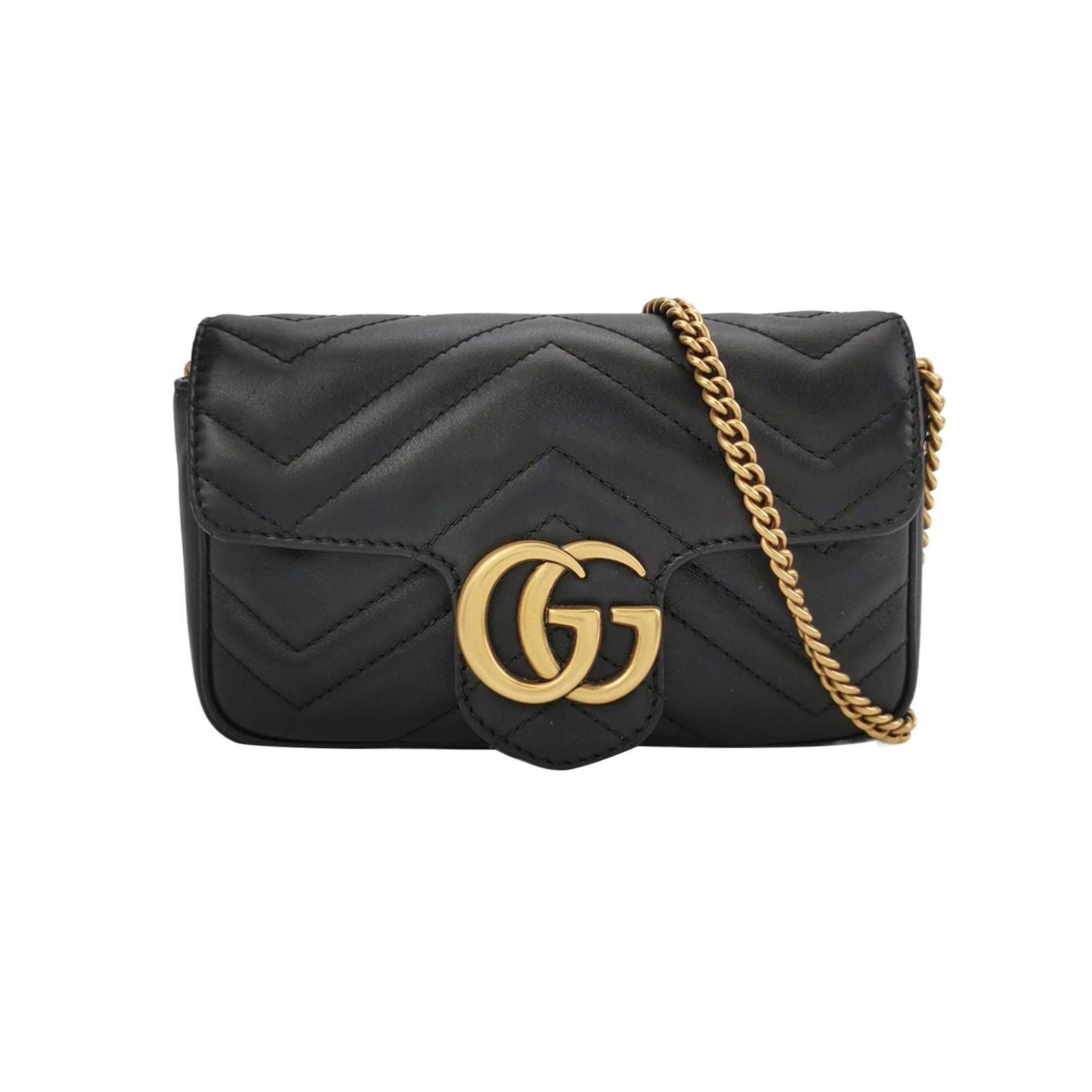Gucci GG Marmont Mini Leather V-stitch Quilted Double G Logo Flap Crossbody Bag 250116781027465