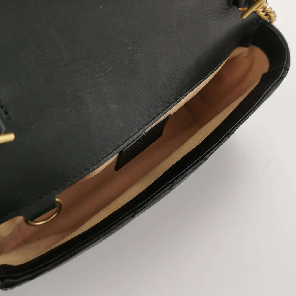 Gucci GG Marmont Mini Leather V-stitch Quilted Double G Logo Flap Crossbody Bag 250116781027465