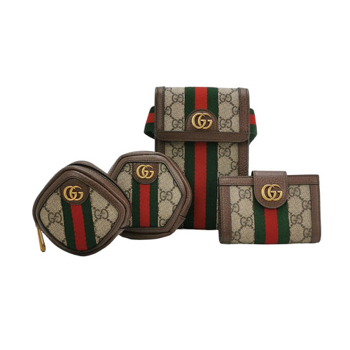 Gucci Ophidia Leather Canvas GG Stripe Combination Crossbody Bag 250103781008786