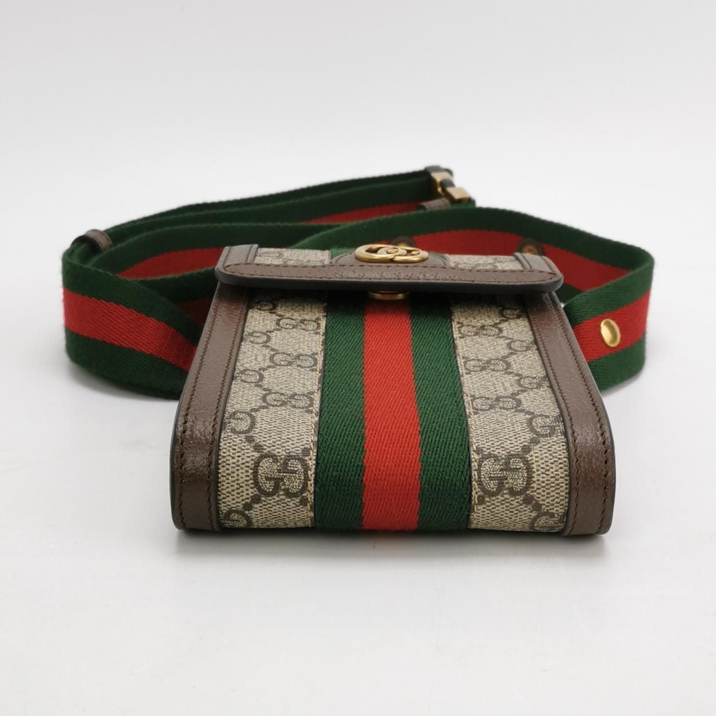 Gucci Ophidia Leather Canvas GG Stripe Combination Crossbody Bag 250103781008786