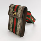 Gucci Ophidia Leather Canvas GG Stripe Combination Crossbody Bag 250103781008786