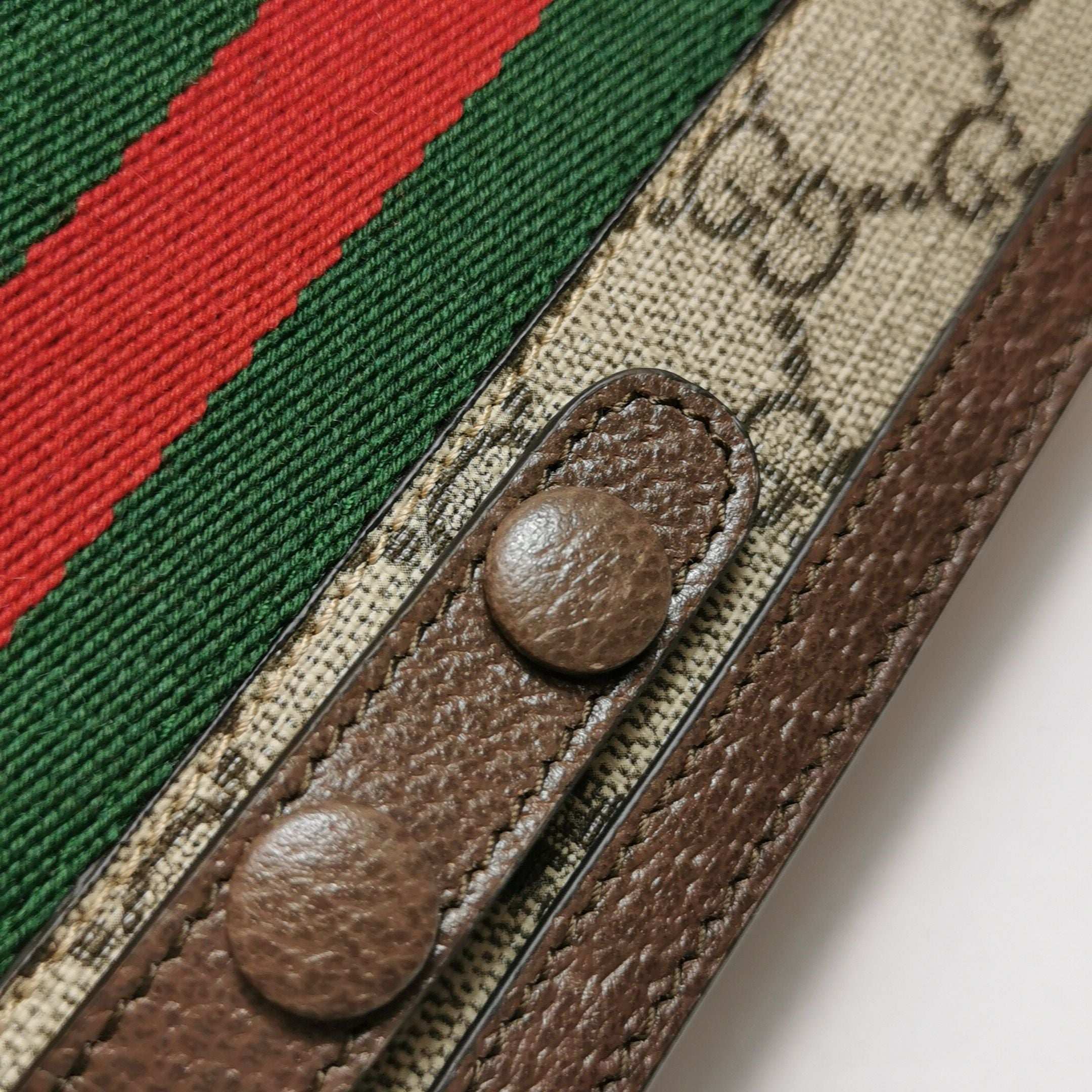 Gucci Ophidia Leather Canvas GG Stripe Combination Crossbody Bag 250103781008786