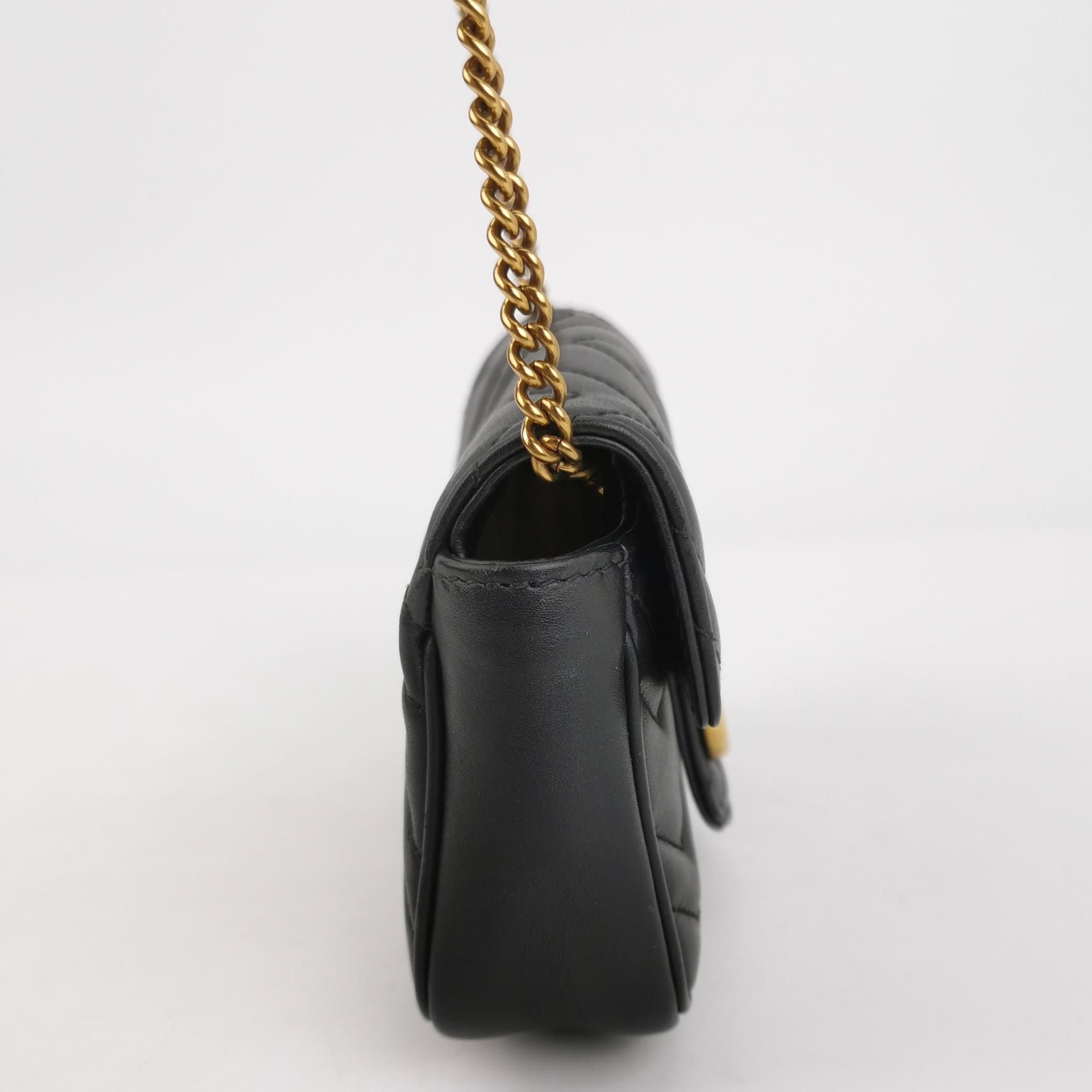 Gucci GG Marmont Mini Leather V-stitch GG Logo Flap Crossbody Bag 250112781022197