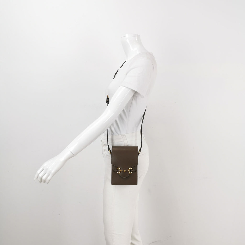 Gucci 1955 Mini Leather Solid Horsebit Phone Crossbody Bag 017850700052