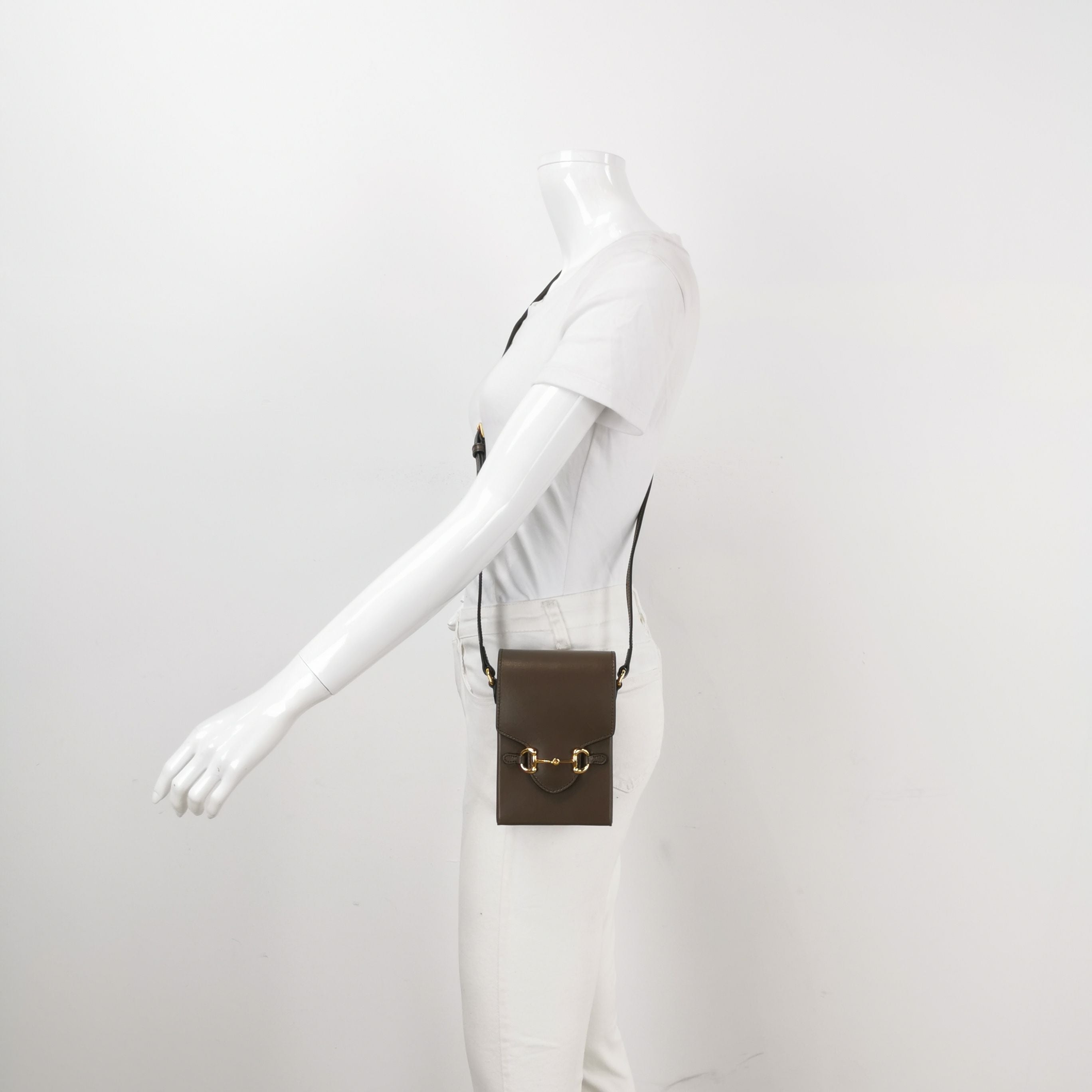 Gucci 1955 Mini Leather Solid Horsebit Phone Crossbody Bag 017850700052