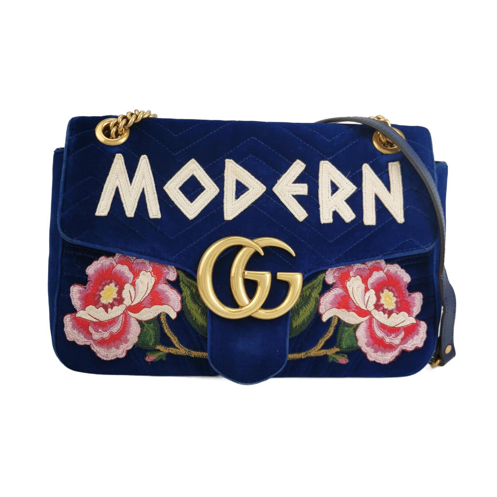Gucci GG Marmont Medium Velvet Embroidered GG Logo Shoulder Bag Crossbody Bag 241230781002553