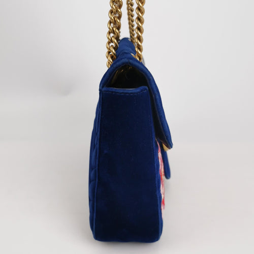 Gucci GG Marmont Medium Velvet Embroidered GG Logo Shoulder Bag Crossbody Bag 241230781002553