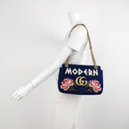 Gucci GG Marmont Medium Velvet Embroidered GG Logo Shoulder Bag Crossbody Bag 241230781002553