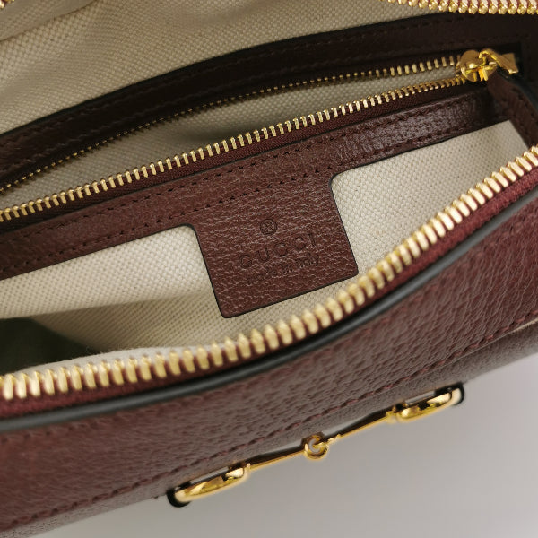 Gucci 1955 Small Leather and Canvas GG Monogram Horsebit Camera Crossbody Bag 24031978647668