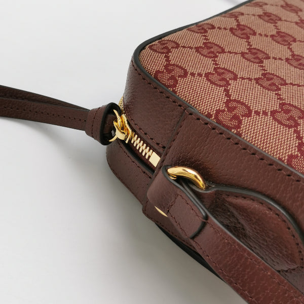Gucci 1955 Small Leather and Canvas GG Monogram Horsebit Camera Crossbody Bag 24031978647668