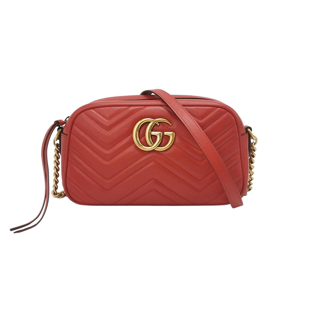Gucci GG Marmont Small Leather V-stitch Quilted GG Logo Camera Crossbody Bag 23072178362750