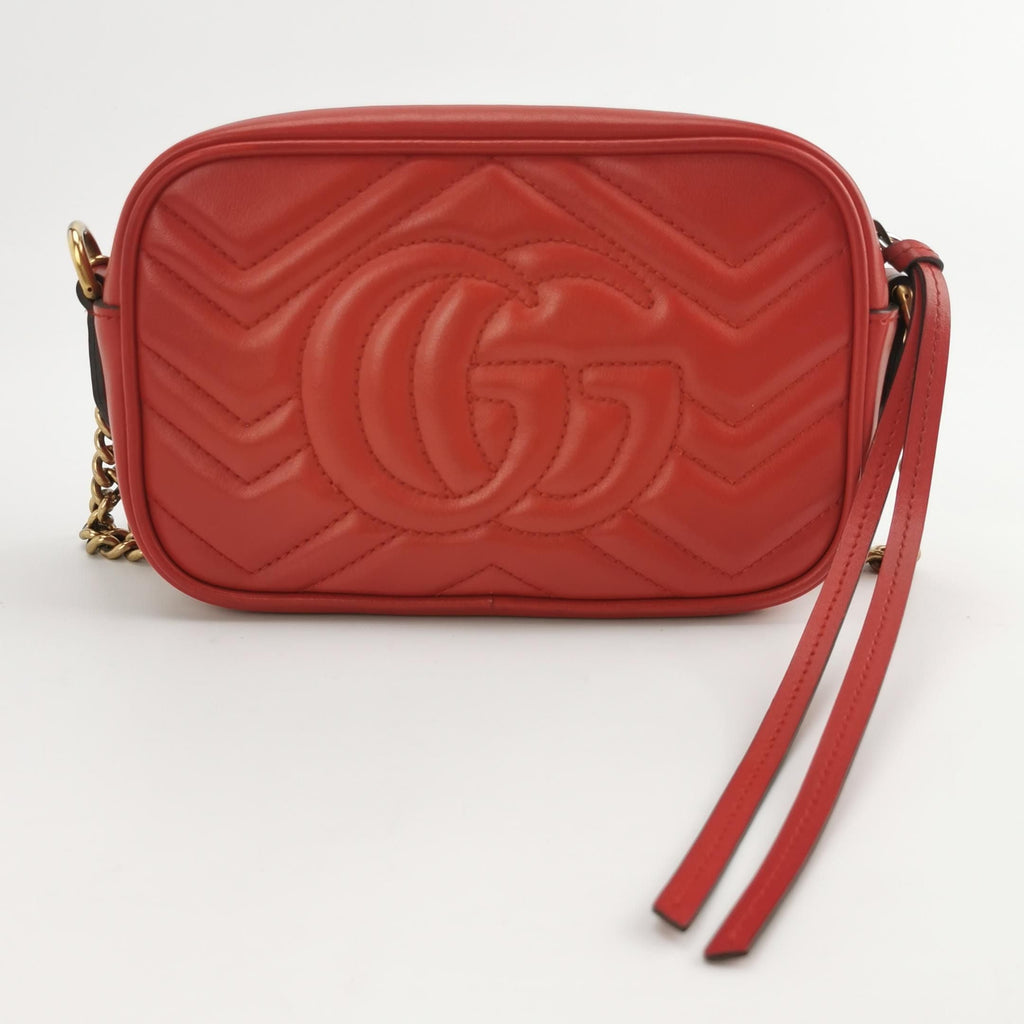 Gucci GG Marmont Mini Leather Double G Logo V-Stitch Quilted Camera Crossbody Bag 23031278238259