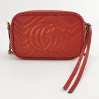 Gucci GG Marmont Mini Leather Double G Logo V-Stitch Quilted Camera Crossbody Bag 23031278238259