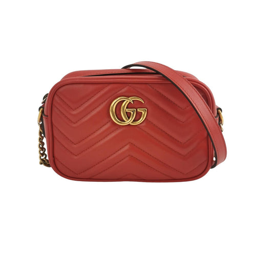 Gucci GG Marmont Mini Leather Double G Logo V-Stitch Quilted Camera Crossbody Bag 23031278238259