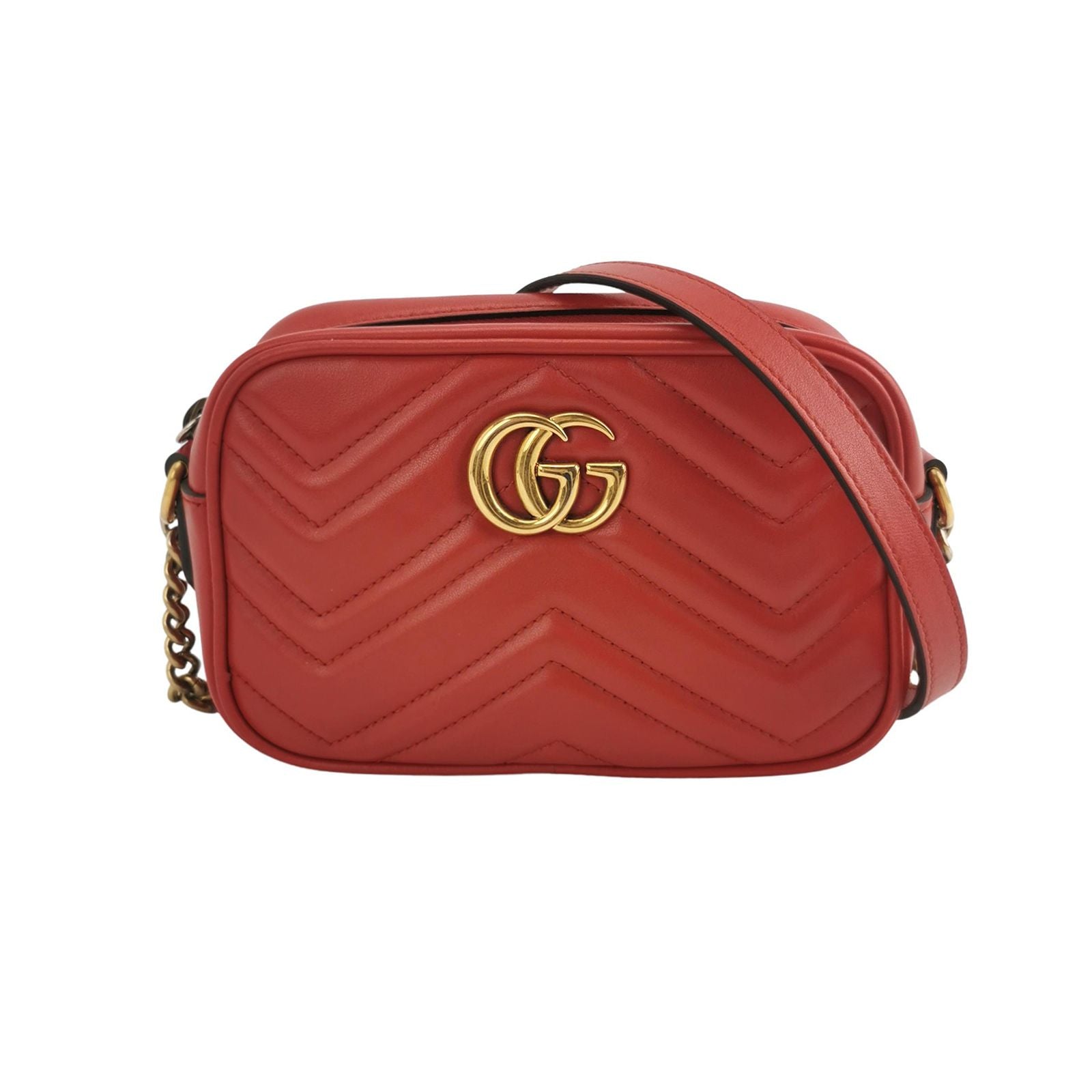 Gucci GG Marmont Mini Leather Double G Logo V-Stitch Quilted Camera Crossbody Bag 23031278238259