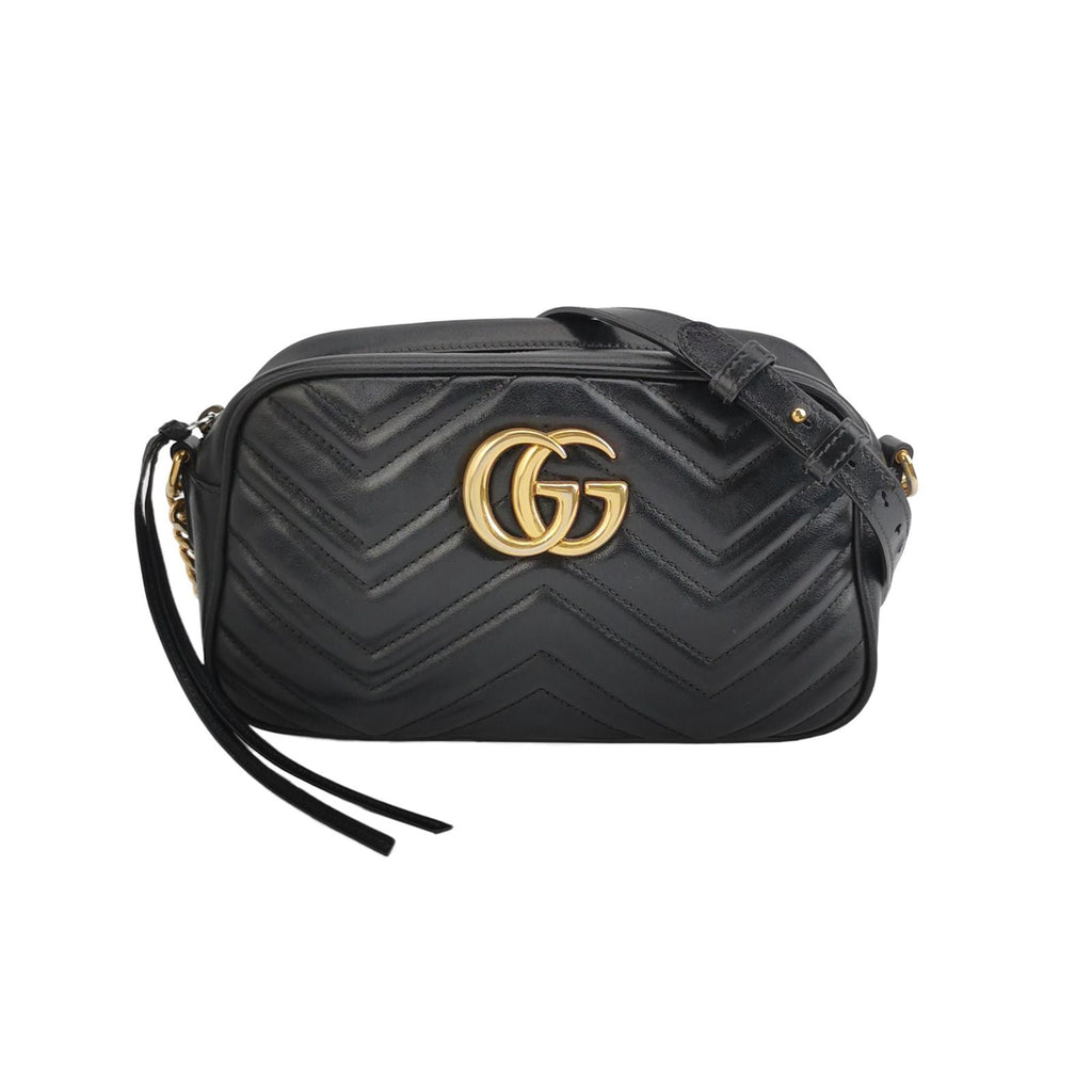 Gucci GG Marmont Small Leather V-stitch Quilted GG Logo Camera Crossbody Shoulder Bag 250529781212610