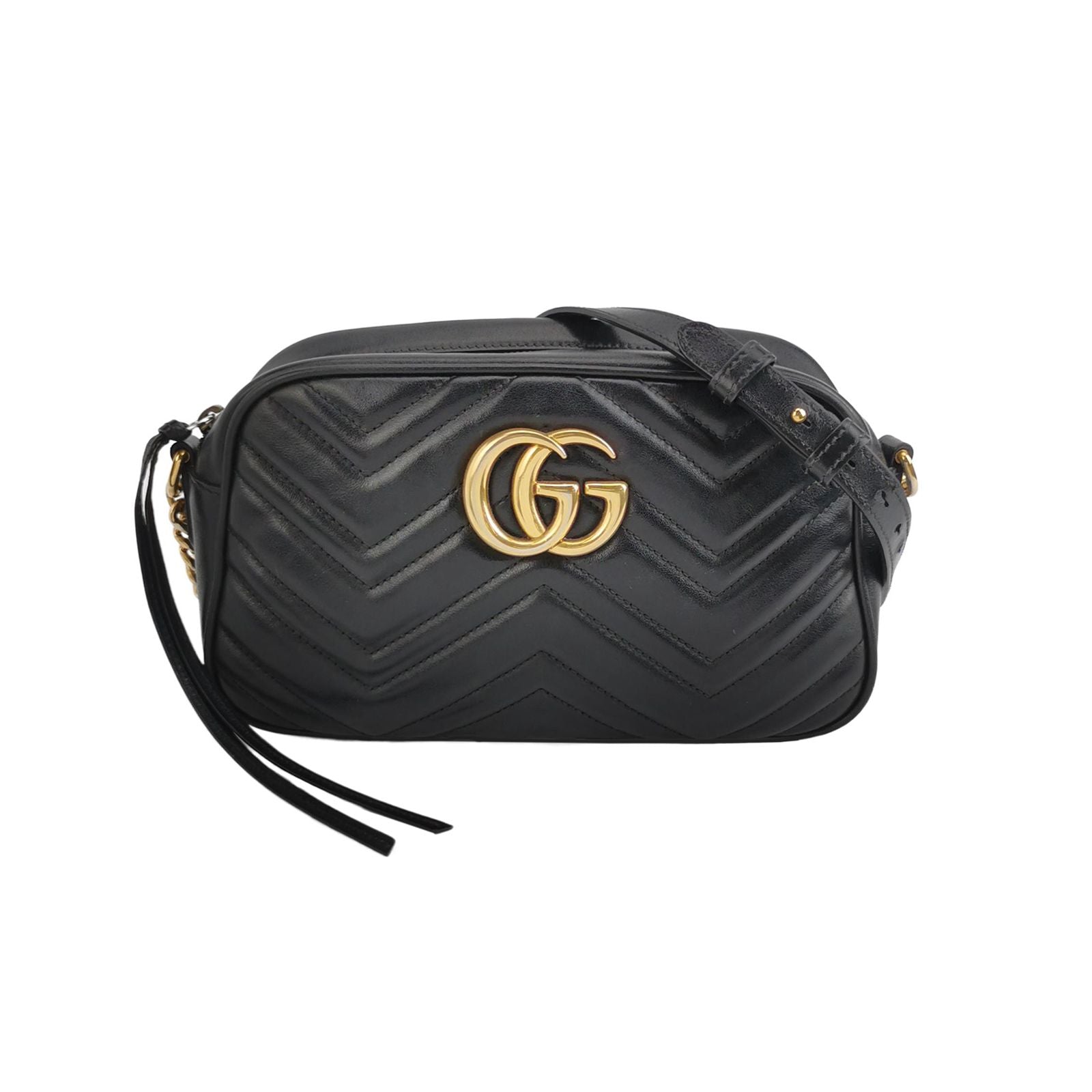 Gucci GG Marmont Small Leather V-stitch Quilted GG Logo Camera Crossbody Shoulder Bag 250529781212610