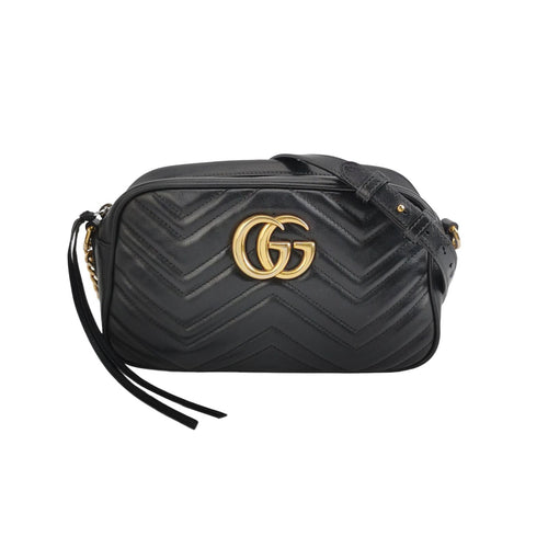 Gucci GG Marmont Small Leather V-stitch Quilted GG Logo Camera Crossbody Shoulder Bag 250529781212610