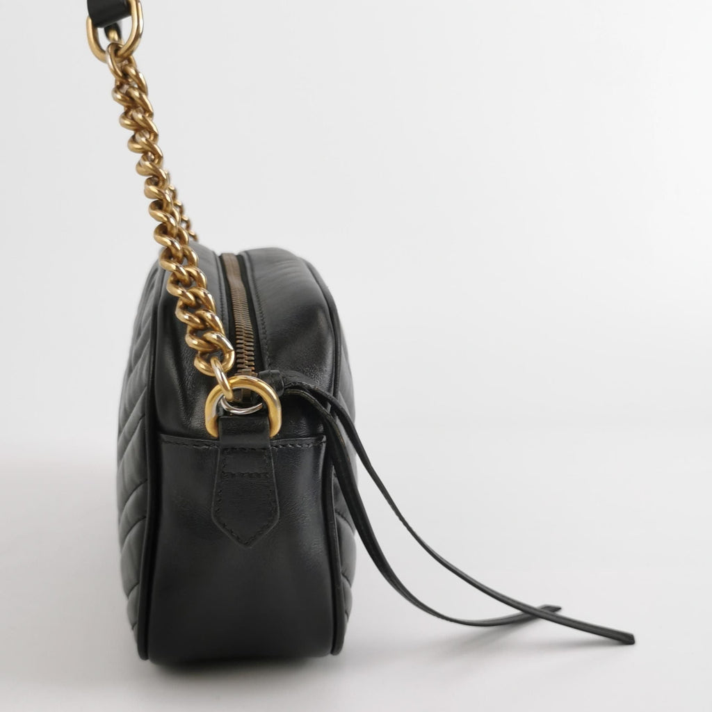 Gucci GG Marmont Small Leather V-stitch Quilted GG Logo Camera Crossbody Shoulder Bag 250529781212610