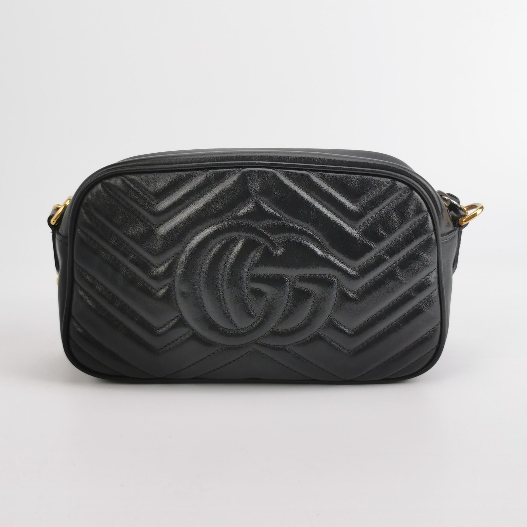 Gucci GG Marmont Small Leather V-stitch Quilted GG Logo Camera Crossbody Shoulder Bag 250529781212610