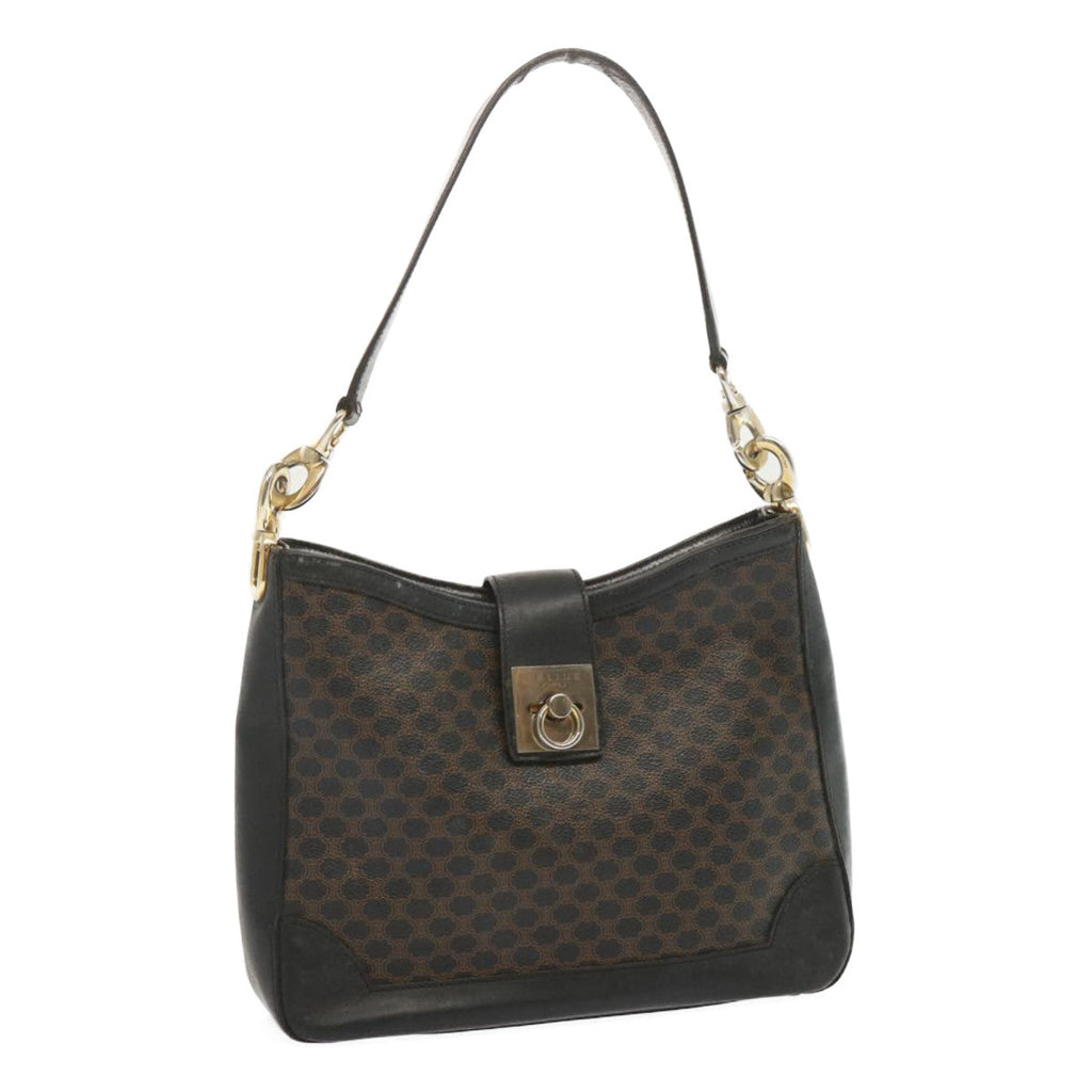 CELINE Macadam Canvas Shoulder Bag PVC Black  68449