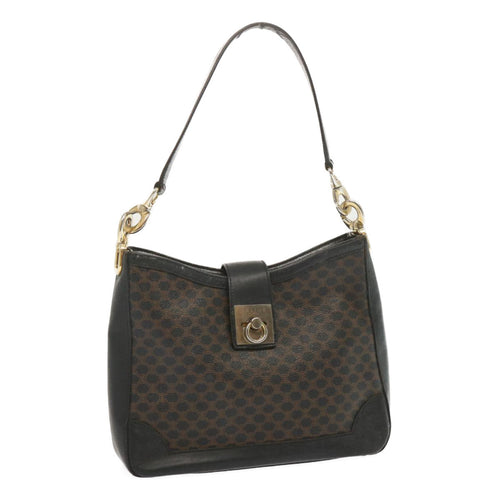 CELINE Macadam Canvas Shoulder Bag PVC Black  68449