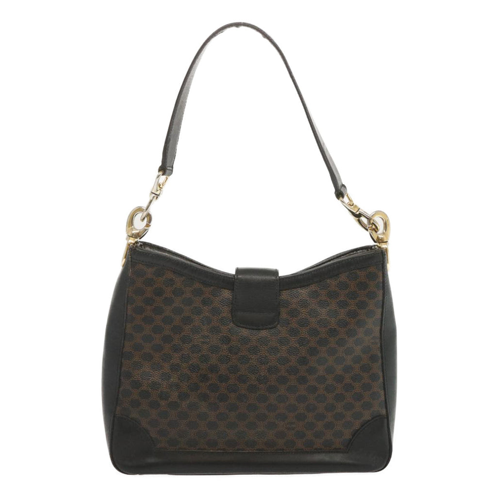 CELINE Macadam Canvas Shoulder Bag PVC Black  68449