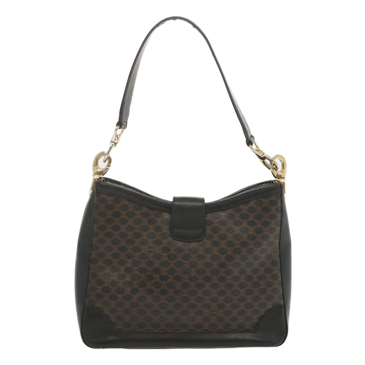 CELINE Macadam Canvas Shoulder Bag PVC Black  68449