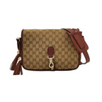 Gucci Leather Canvas Fringe Crossbody Bag 250606781225208