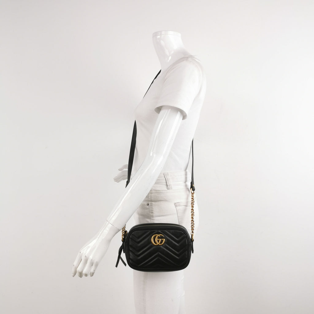 Gucci GG Marmont Mini Leather V-stitch Double G Logo Camera Crossbody Bag 250606781225501