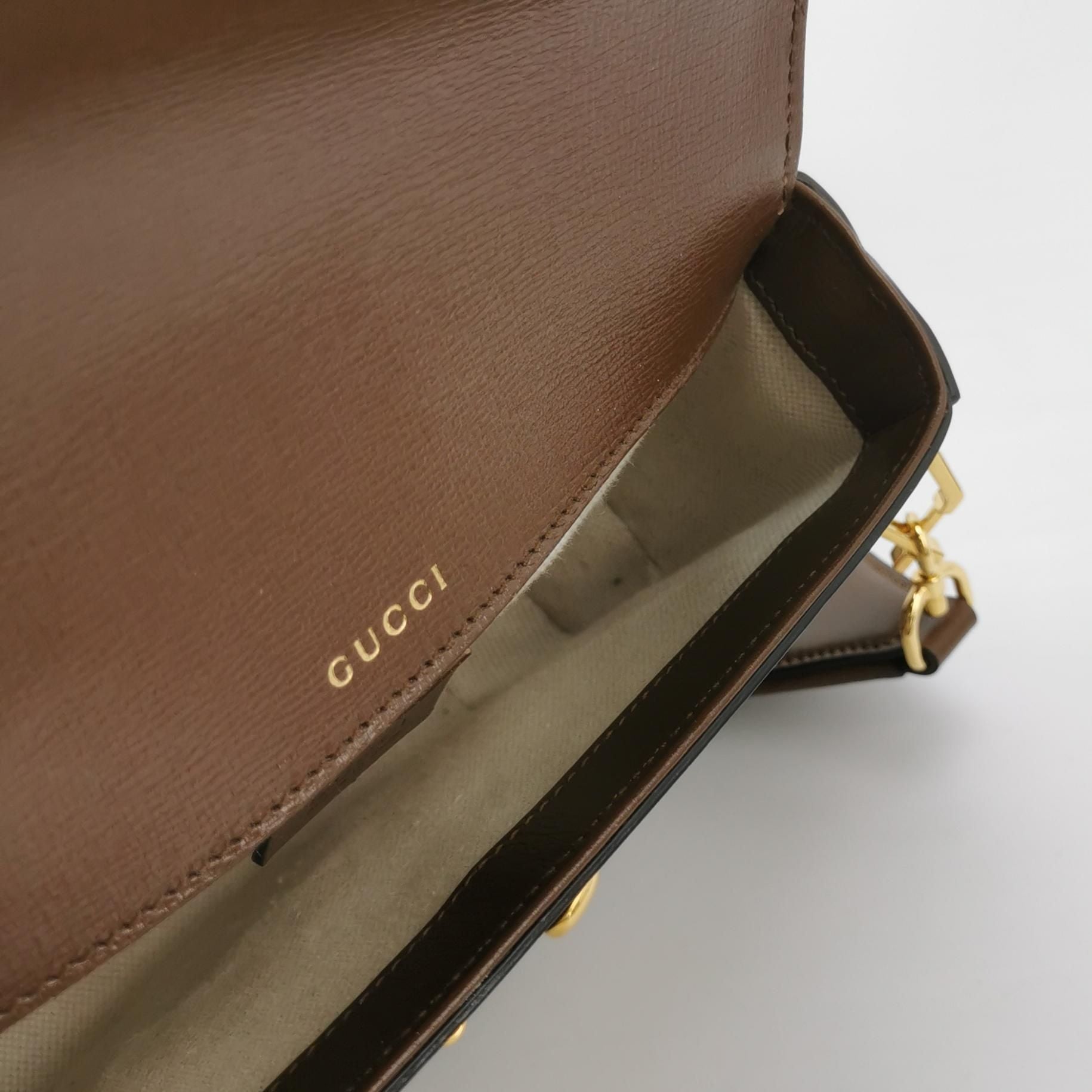 Gucci 1955 Mini Leather Canvas GG Monogram Horsebit Flap Crossbody Bag 250429781171604
