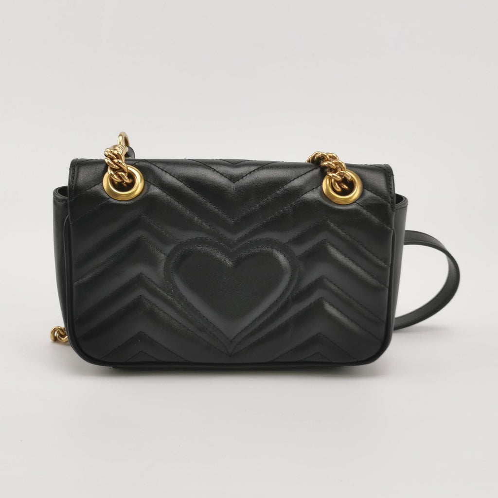 Gucci GG Marmont Mini Leather Quilted Double G Flap Crossbody Bag 250420781156774