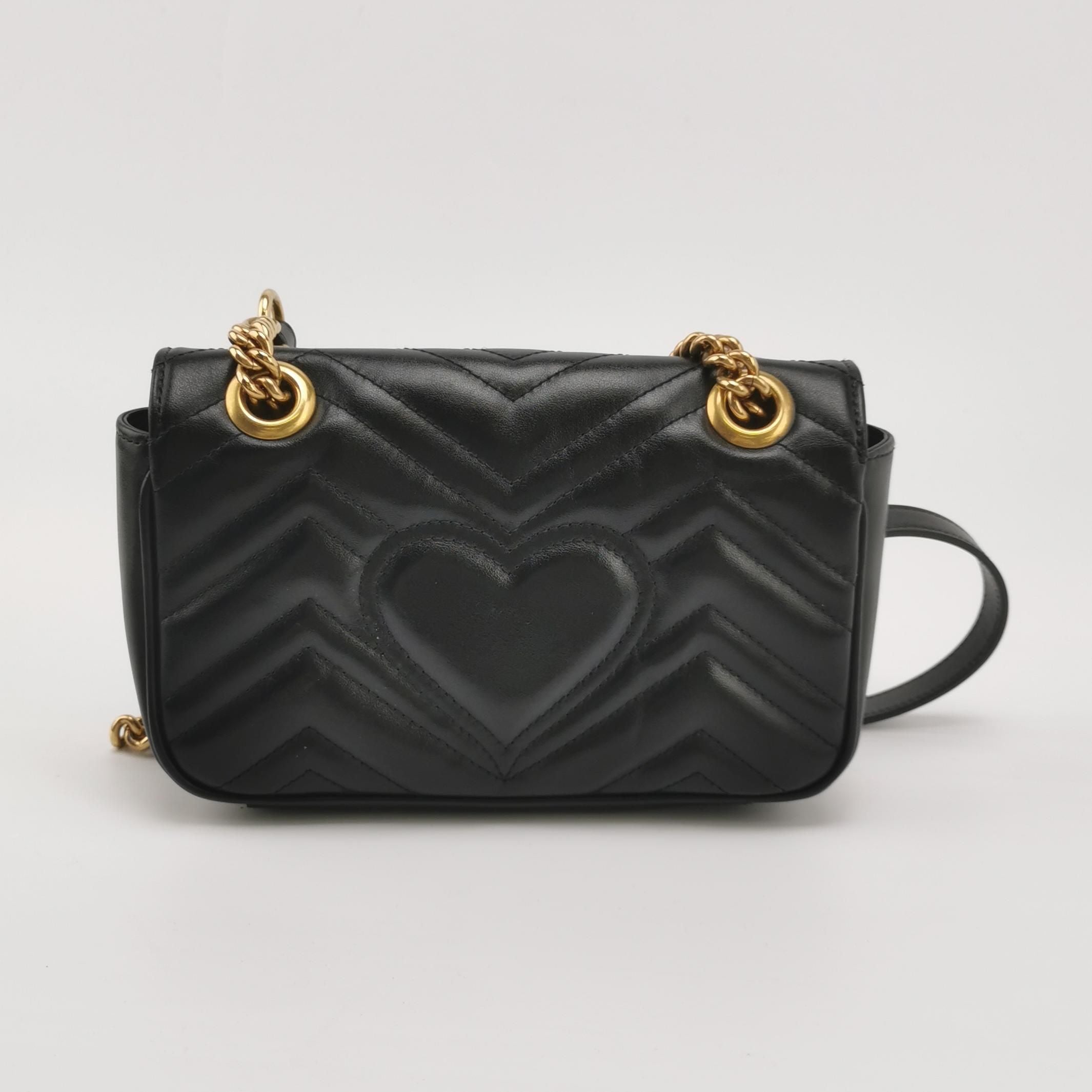 Gucci GG Marmont Mini Leather Quilted Double G Flap Crossbody Bag 250420781156774