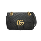Gucci GG Marmont Mini Leather Solid Color V-Pattern Quilted Double G Logo Flap Crossbody Bag 250416781151146