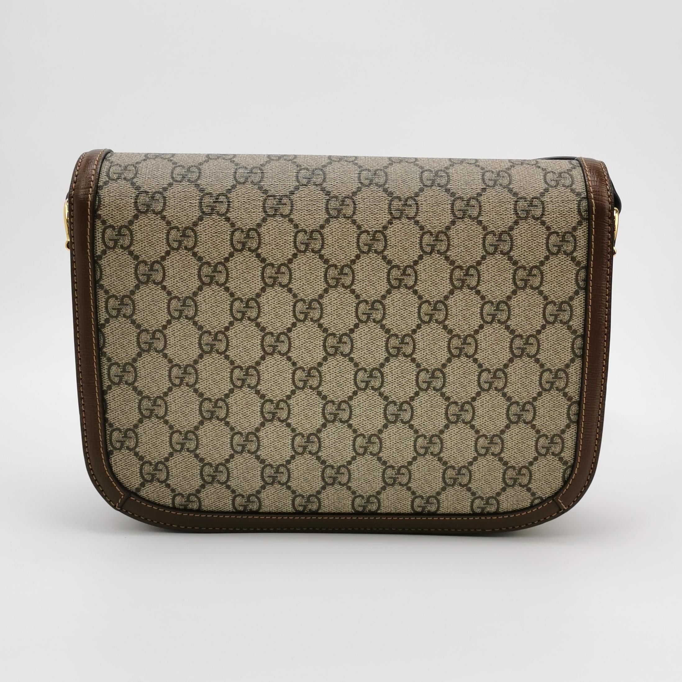 Gucci 1955 Small GG Canvas Horsebit Flap Crossbody Bag 250409781141006