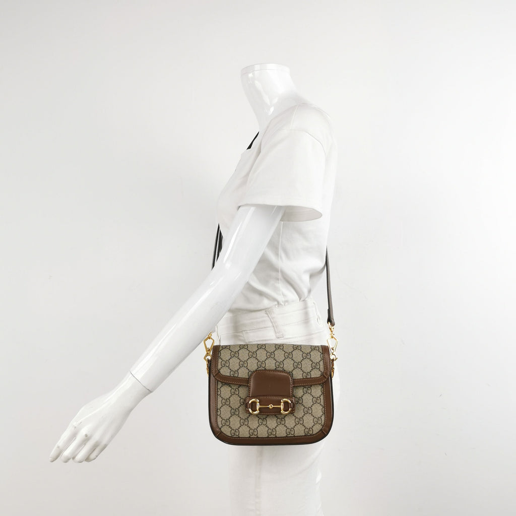 Gucci 1955 Mini GG Canvas Horsebit Shoulder Bag 250410781143063