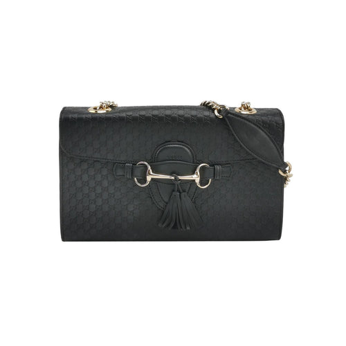 Gucci Emily Medium Leather Shoulder Bag with Tassel and Horsebit Detail 250607781226571