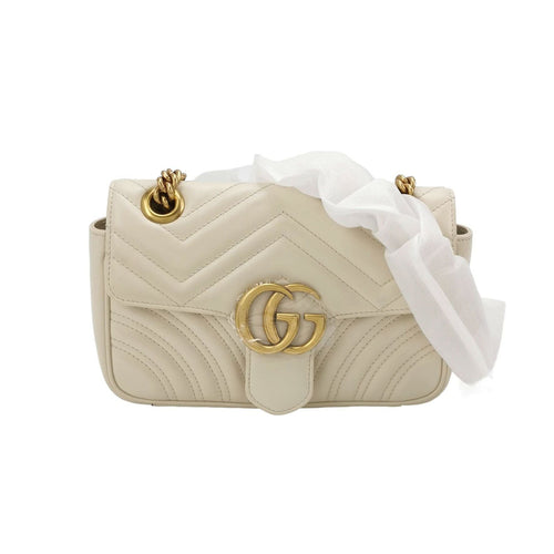 Gucci GG Marmont Mini Leather V-Stitch Double G Logo Flap Shoulder Bag 250606781225341