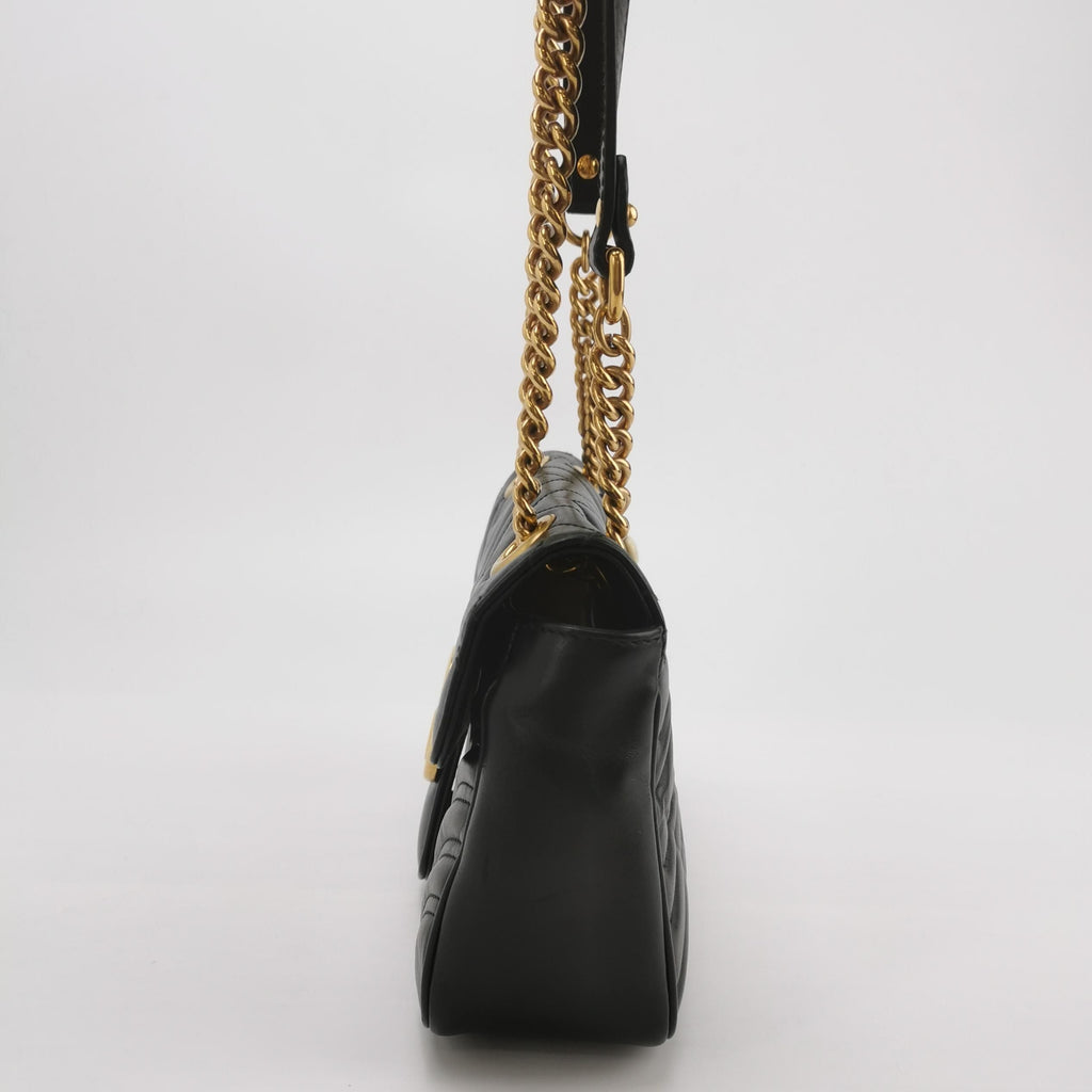 Gucci GG Marmont Small Leather V-stitch Quilted Double G Logo Flap Shoulder Bag 067850800154