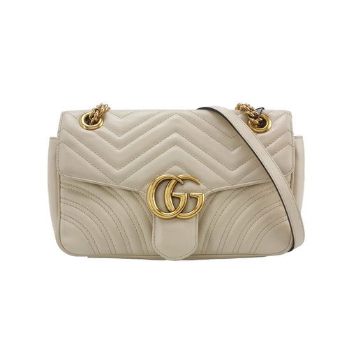 Gucci GG Marmont Small Leather V-Pattern Quilted Double G Logo Flap Shoulder Bag 067850800148