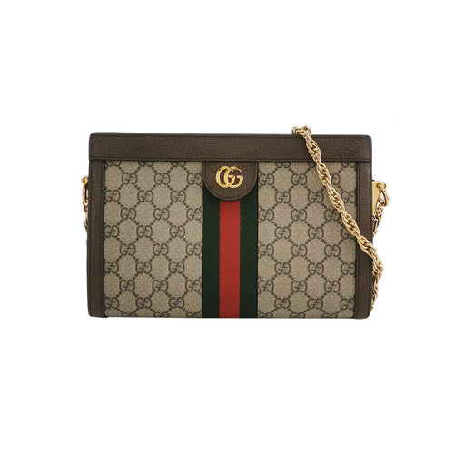 Gucci Ophidia Small Leather Canvas GG Monogram Stripes Double G Crossbody Shoulder Bag 067850800135