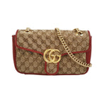 Gucci GG Marmont Small Leather and Canvas GG Monogram Double G Flap Shoulder Bag 250606781225855