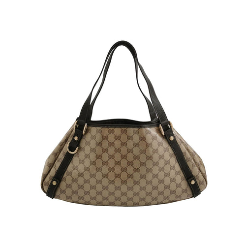 Gucci Abbey Leather Coated Canvas GG Monogram D-Ring Shoulder Bag 067850400216