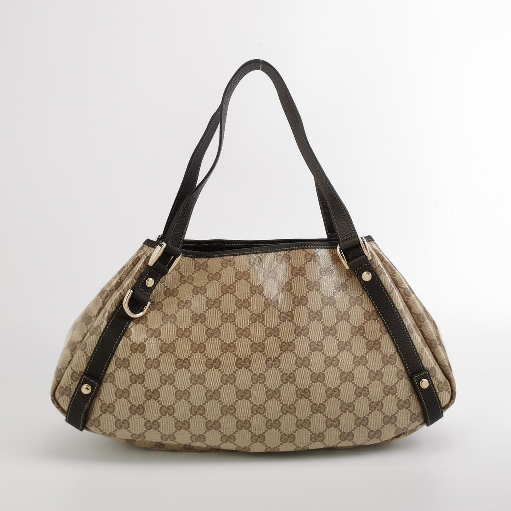Gucci Abbey Leather Coated Canvas GG Monogram D-Ring Shoulder Bag 067850400216