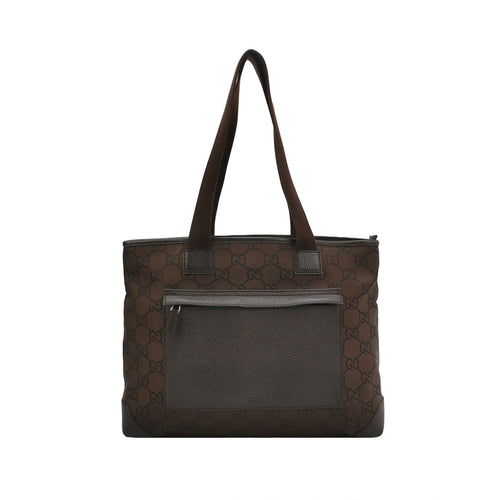 Gucci Leather and Nylon GG Canvas Zip Pocket Shoulder Bag 250603781220187