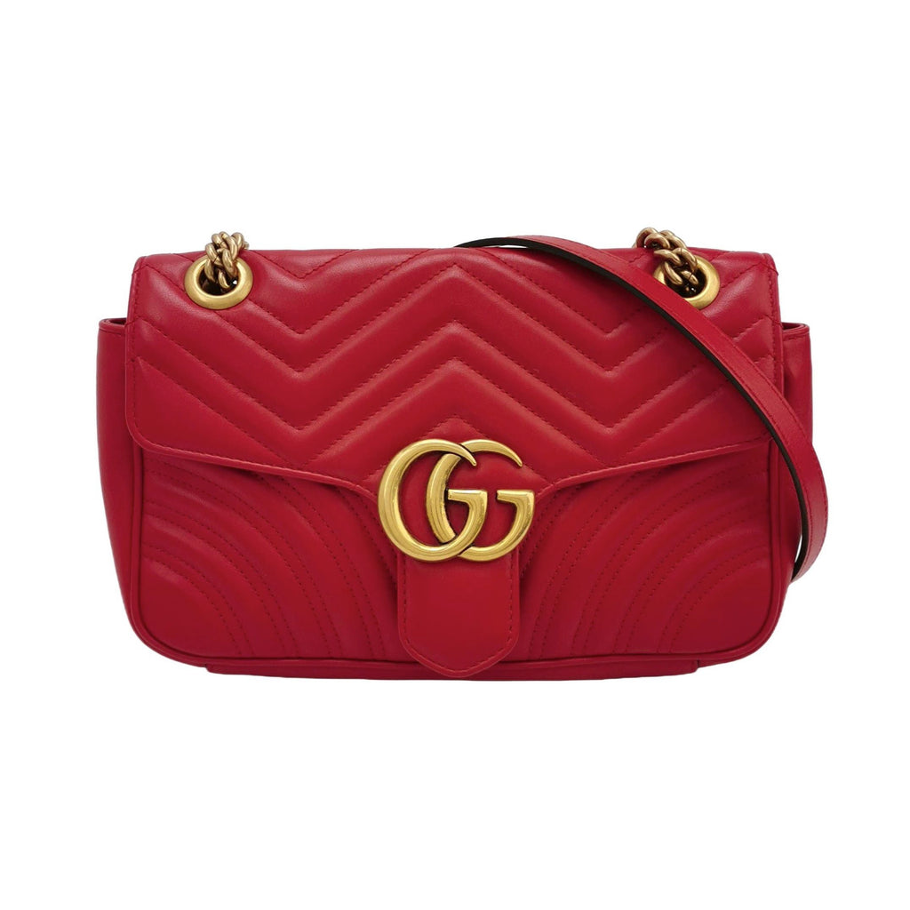 Gucci GG Marmont Small Leather V-stitch Quilted Double G Logo Flap Shoulder Bag 250603781221115